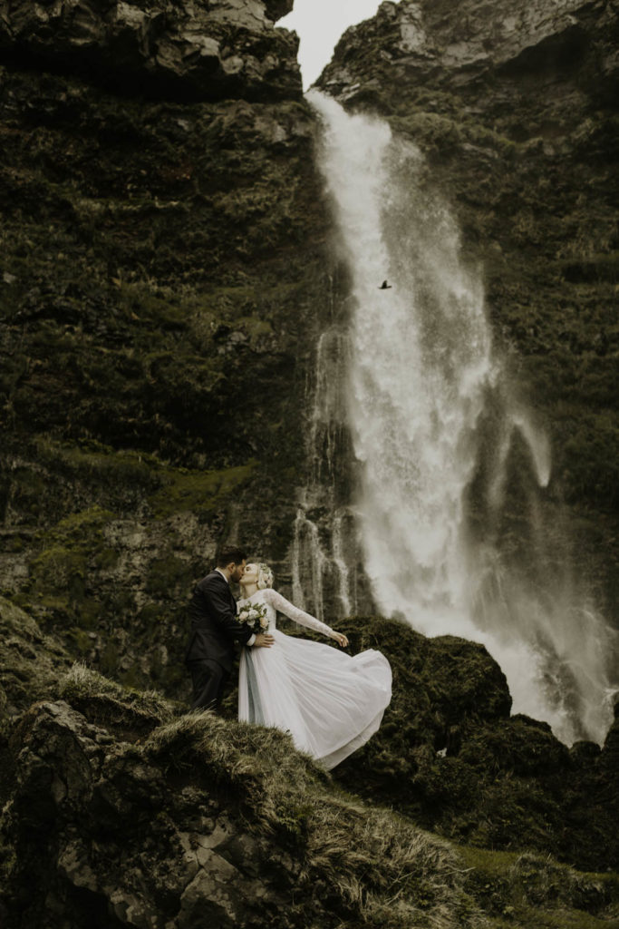 Iceland elopement at private waterfall in southern Iceland.