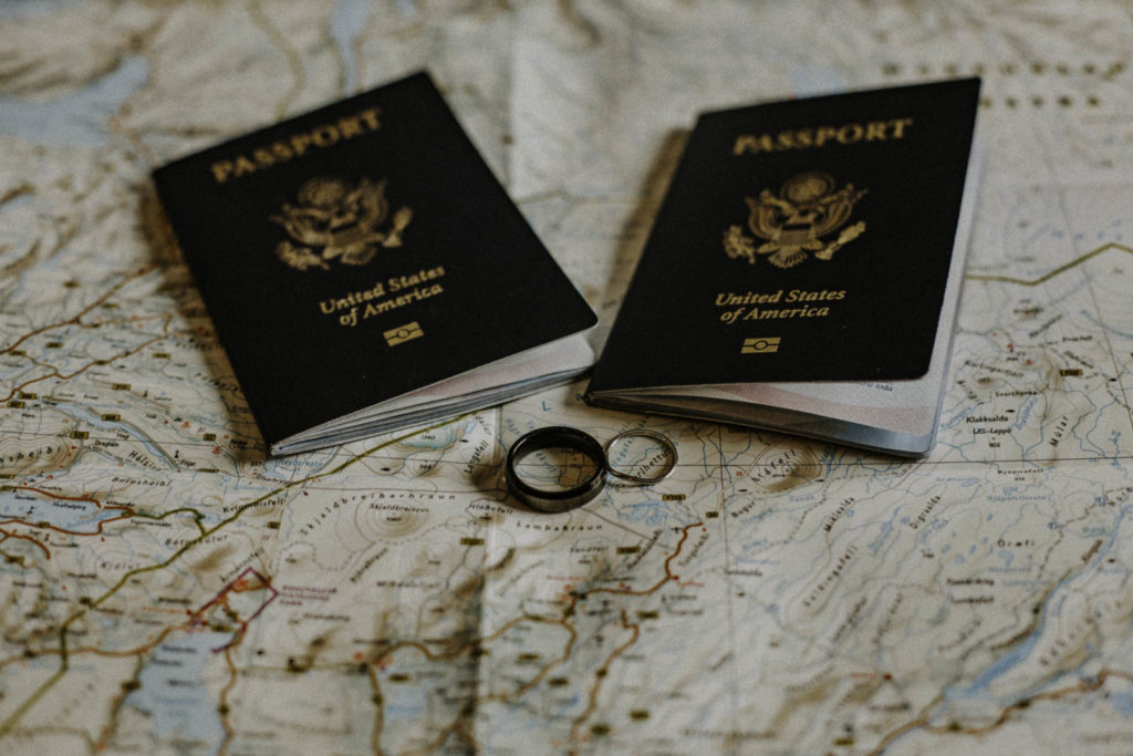passports and Iceland map