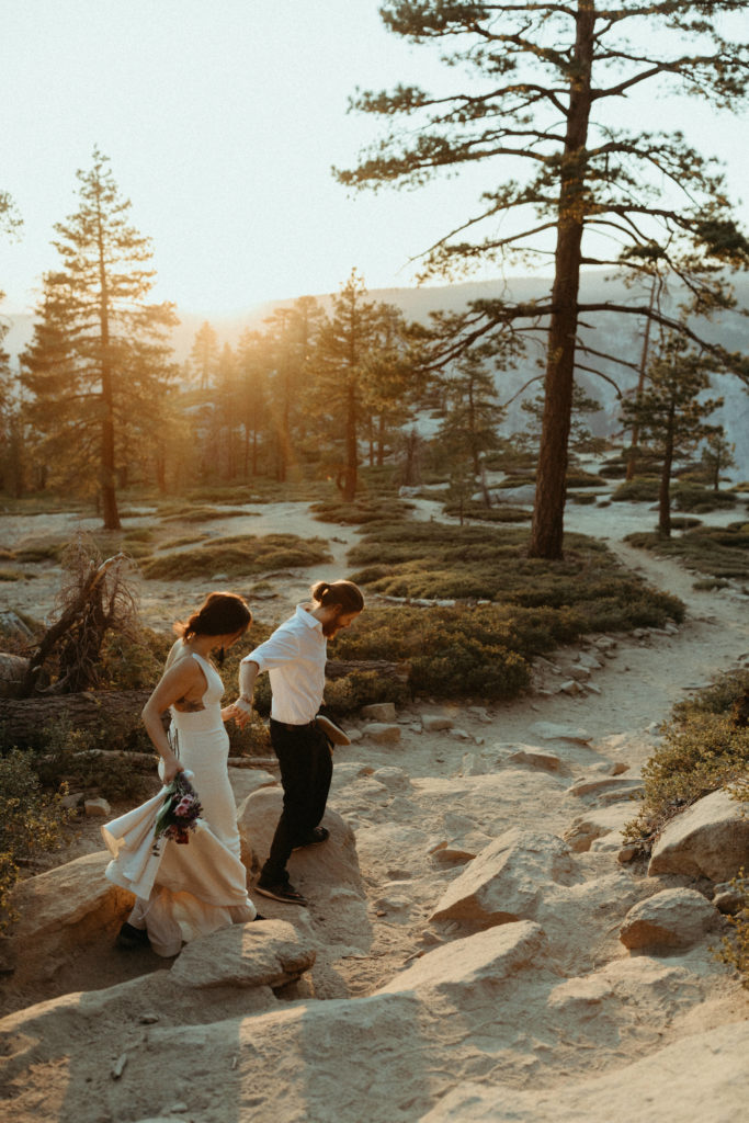 Yosemite-Elopement-packages-national-park-elopement-yosemite-elopement-photographer-taft-point-elopement-california-wedding-photographer-bride-ferns-hike